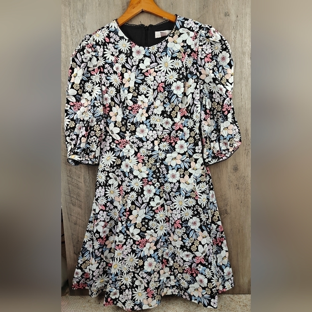 Rachel Parcell Floral Cotton Puff Sleeves Mini Dress Size LG - Picture 7 of 15